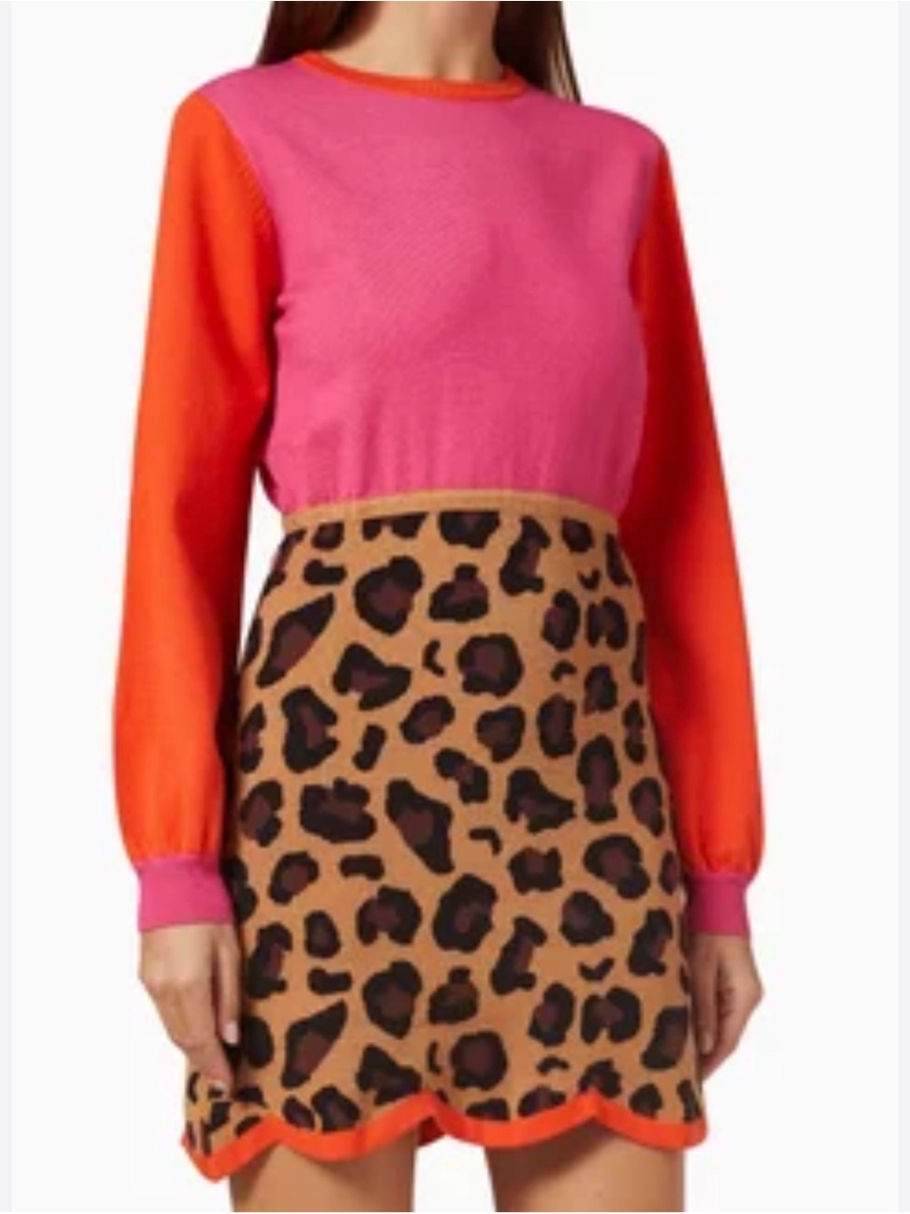 Never Fully Dressed Macy Pink Orange Animal Print Knit Mini Dress NWT Size L